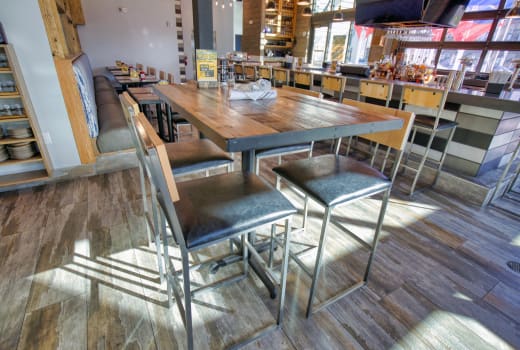 Reclaimed Wood Plank Table Top with Metal Edge