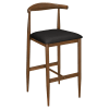 Wood Grain Metal Bar Stool in Walnut Finish & Black Vinyl Seat