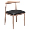 Wood Grain Metal Chair in Natural Finish with Black Vinyl Seat