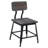 Massello Black Industrial Style Metal Chair With Wood Back