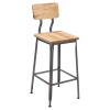 Massello Dark Grey Industrial Bar Stool with Wood Back