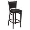 Black Vinyl Padded Back Metal Bar Stool