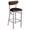 Curvy Bar Stool in Clear Coat with Wood Back