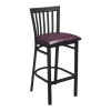 Elongated Vertical Back Metal Bar Stool