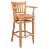 Premium US Made Vertical Slat Wood Bar Stool With Arms