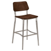 Luca Metal Bar Stool with Wood Back in Clear Coat Finish