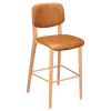 Enzo Wood Grain Metal Bar Stool with Padded Back