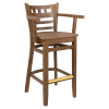 Premium US Made American Back Wood Bar Stool with Arms