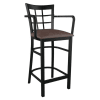 Window Back Metal Bar Stool With Arms