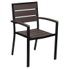 Black Aluminum Armchair with Dark Walnut Faux Teak