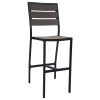 Black Aluminum Bar Stool with Dark Walnut Faux Teak