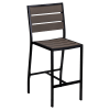 Black Aluminum Bar Stool with Dark Walnut Faux Teak