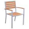 Grey Finish Heavy Duty Aluminum Patio Arm Chair with Faux Teak