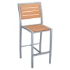 Grey Finish Heavy Duty Aluminum Patio Bar Stool with Faux Teak