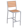 Grey Finish Heavy Duty Aluminum Patio Bar Stool with Faux Teak