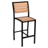 Black Heavy Duty Faux Teak Aluminum Patio Bar Stool