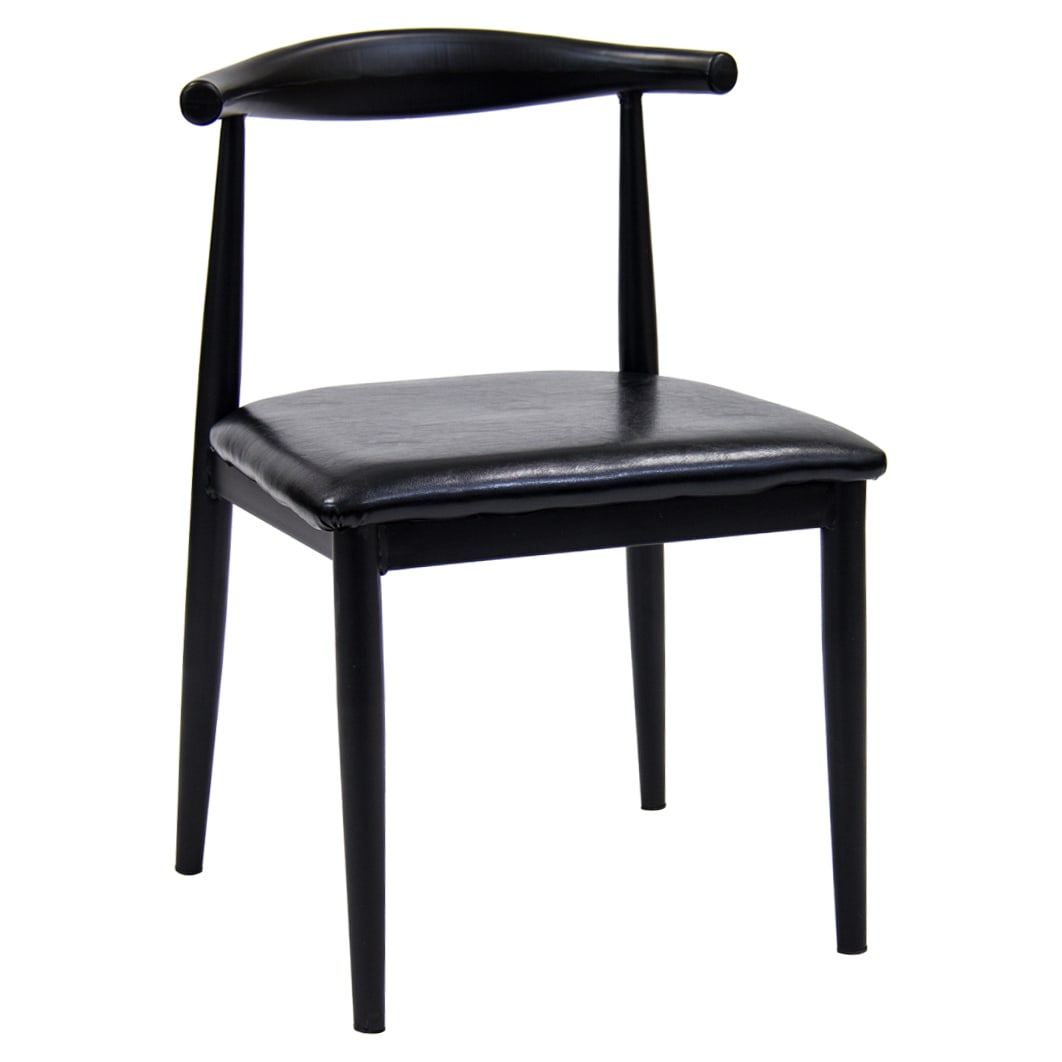 Curved Back Metal Chair in Black Finish with Black Vinyl Seat with Curved Back Metal Chair in Black Finish with Black Vinyl Seat