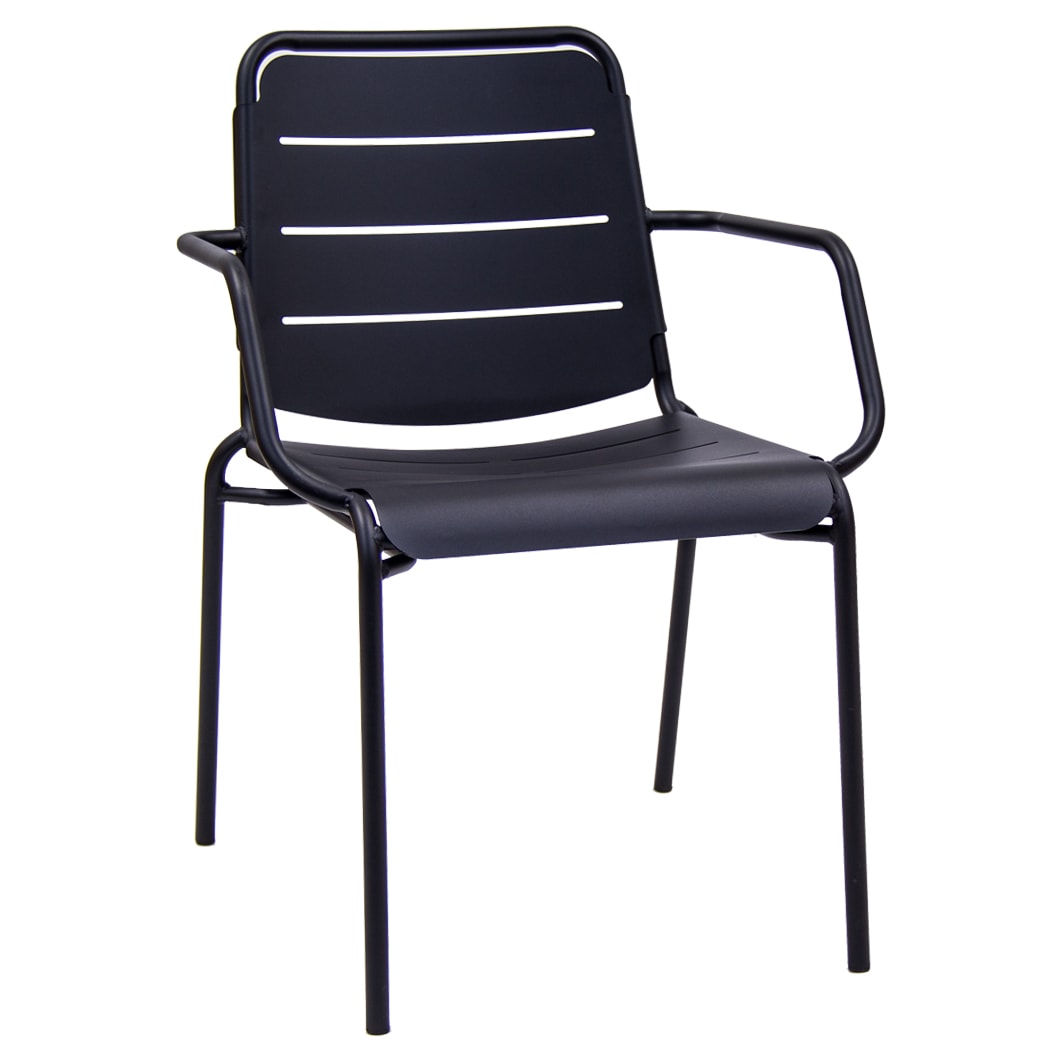 Horizontal Slat Patio Metal Arm Chair