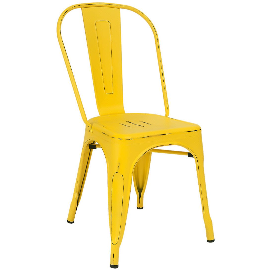 Bistro Style Metal Chair in Distressed Yellow Finish