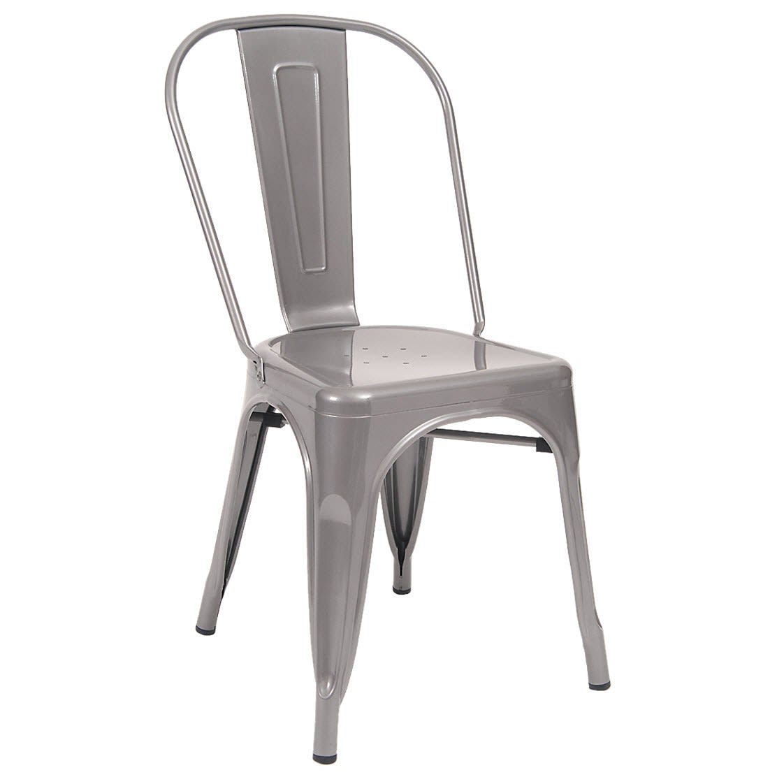 Bistro Style Metal Chair in Light Grey Finish