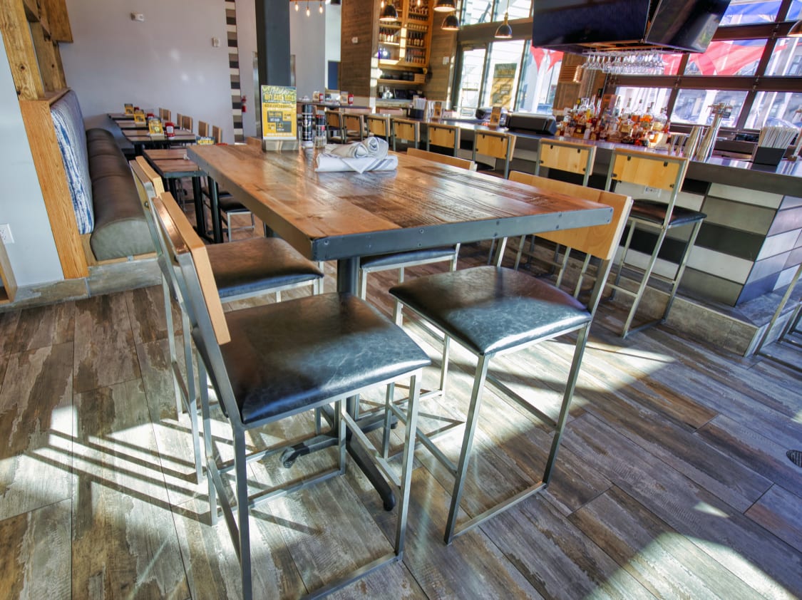 Reclaimed Wood Plank Table Top with Metal Edge 