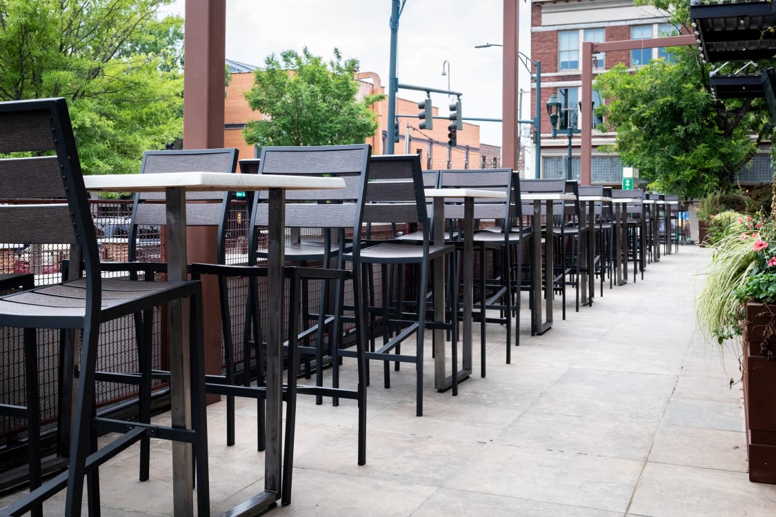 restaurant patio furniture on location 