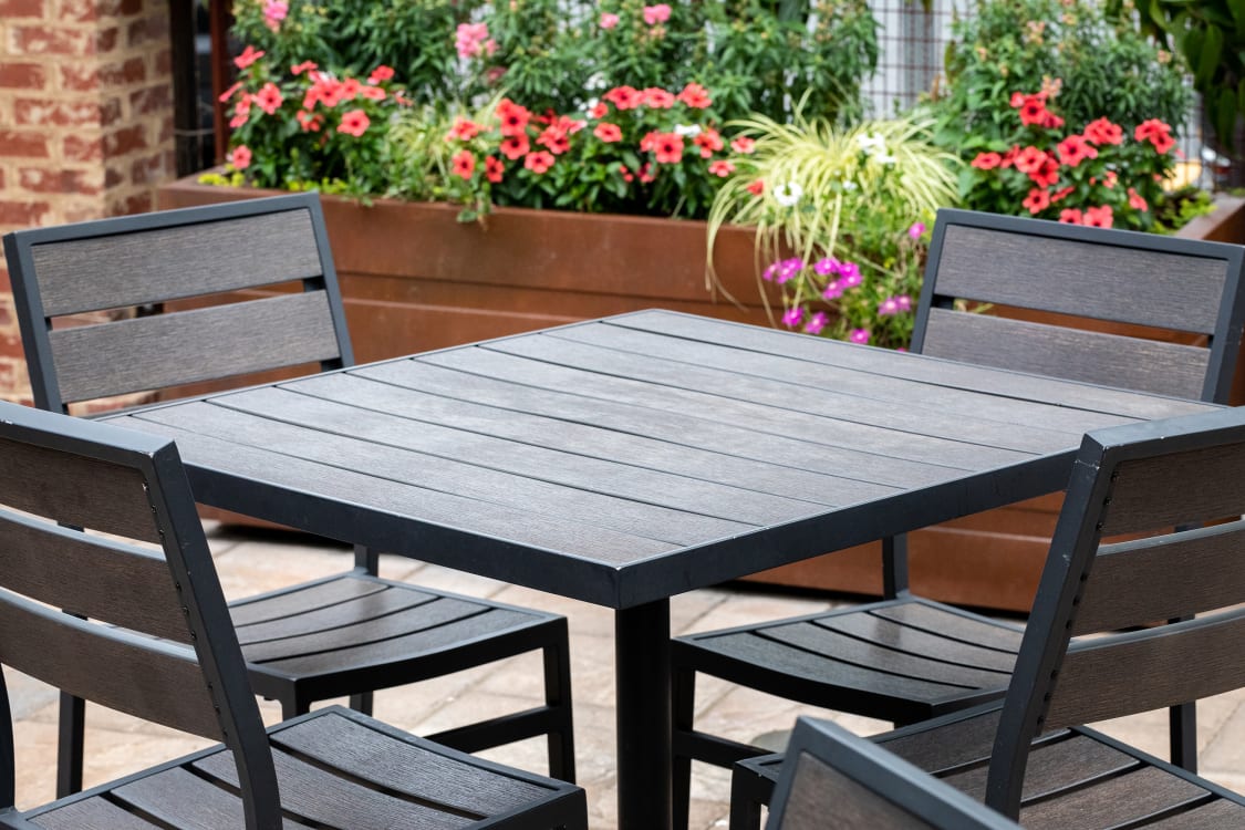 restaurant patio furniture on location 