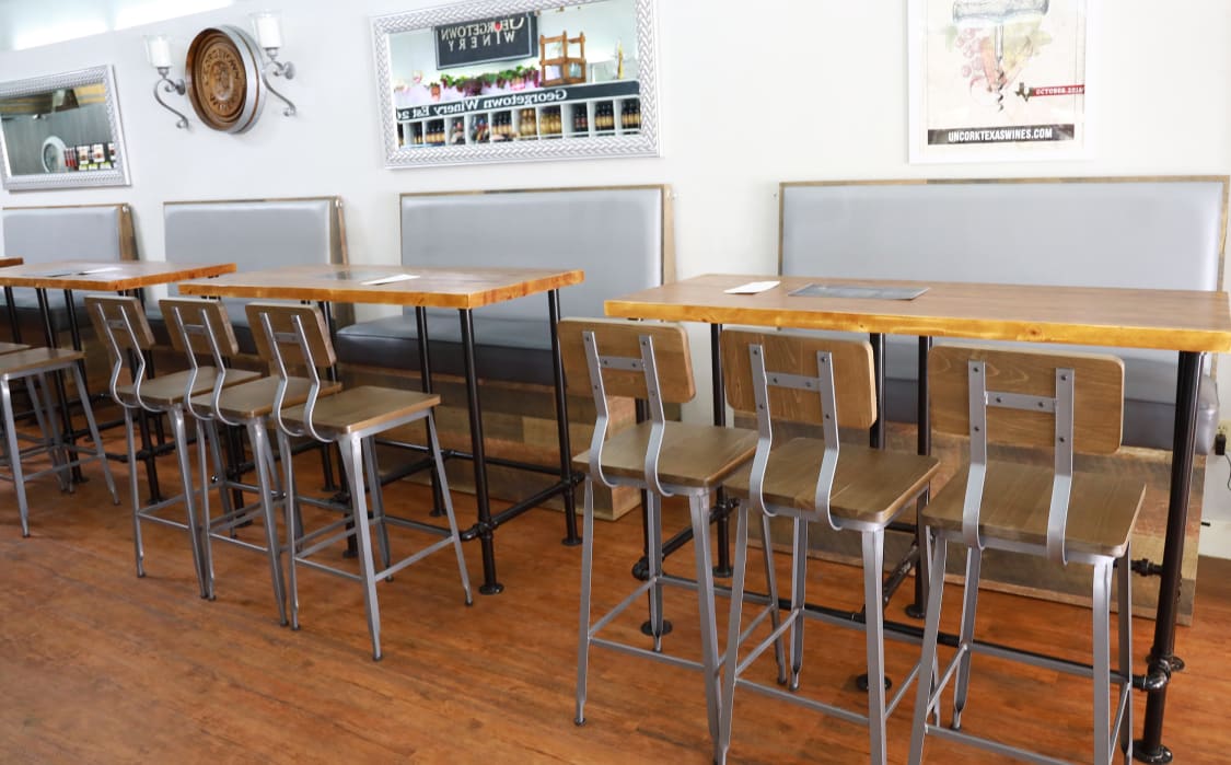 industrial restaurant bar stools and bar communal tables