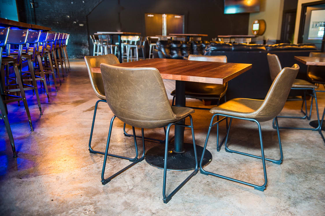 restaurant chairs and wood tables