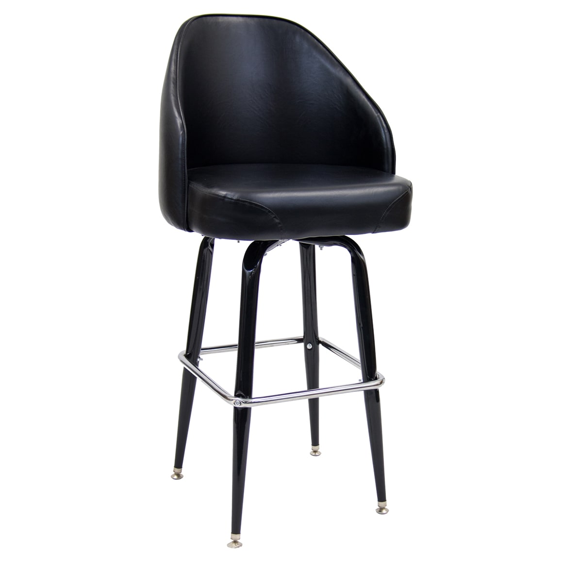 Swivel Bar Stool With Black Coated Frame & Extra Large Curved Bucket Seat