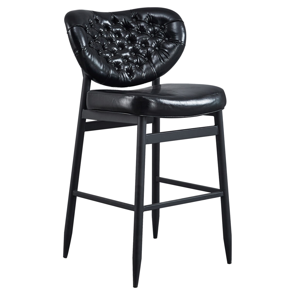 Button Tufted Back Metal Bar Stool