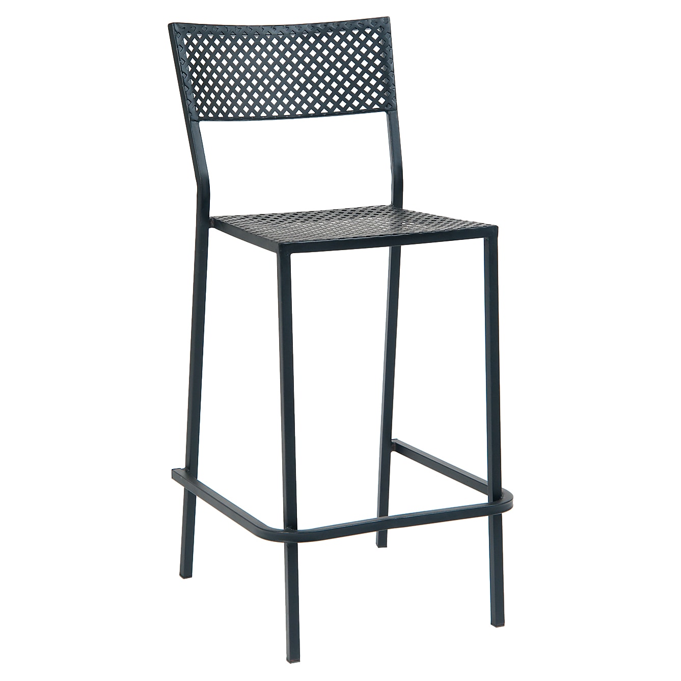 Checkered Outdoor Bar Stool in Black Finish