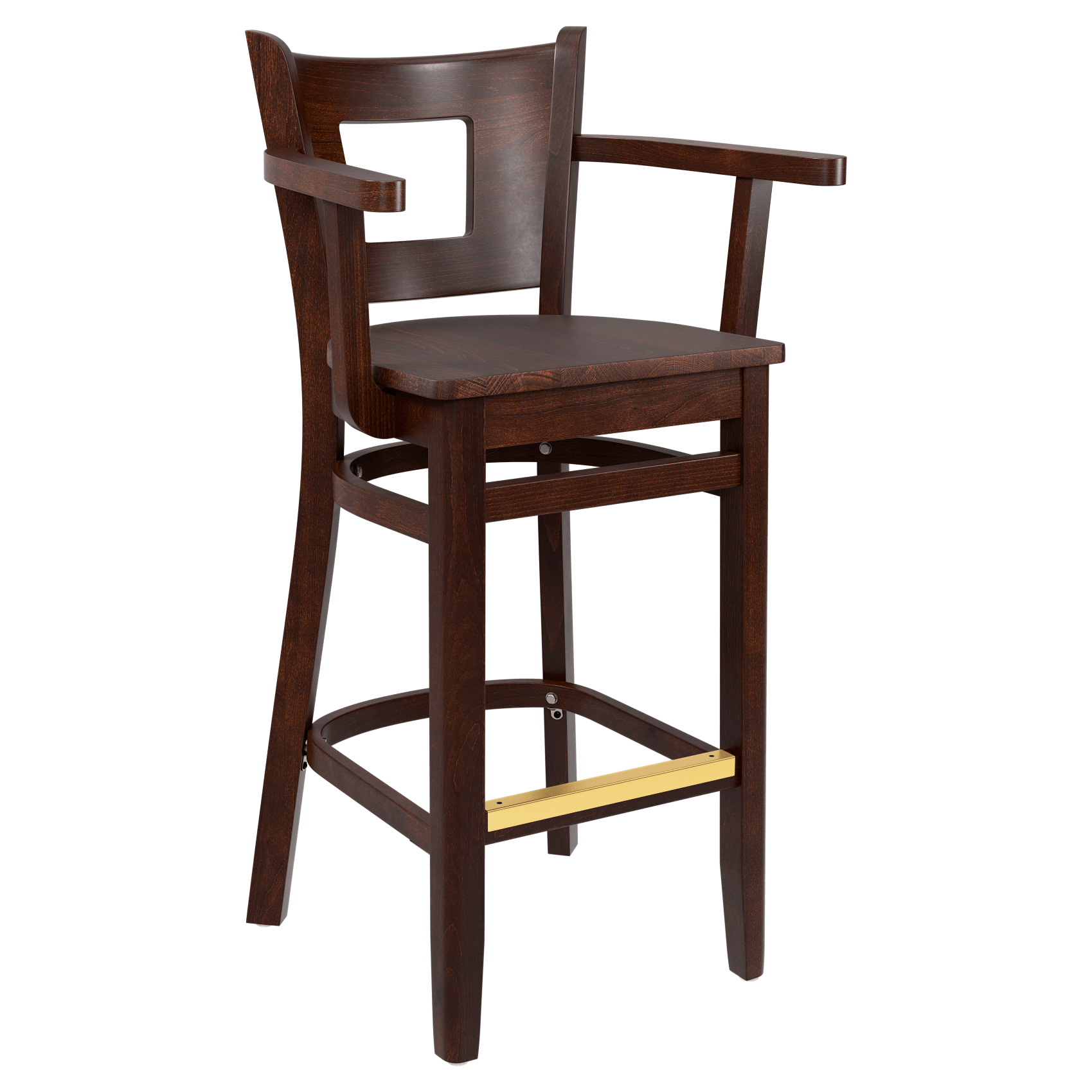 Premium US Made Duna Wood Bar Stool With Arms
