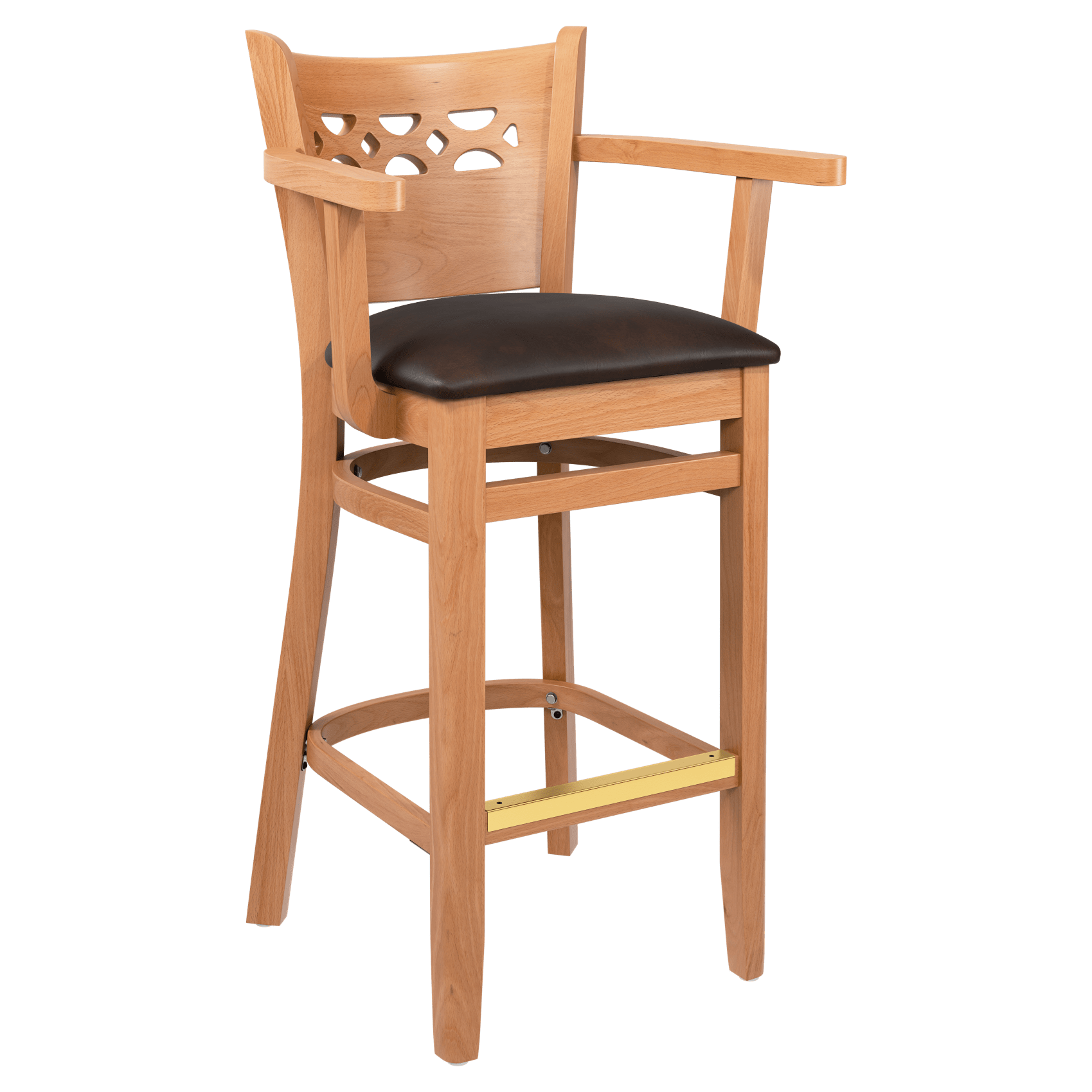 Premium US Made Leonardo Wood Bar Stool With Arms