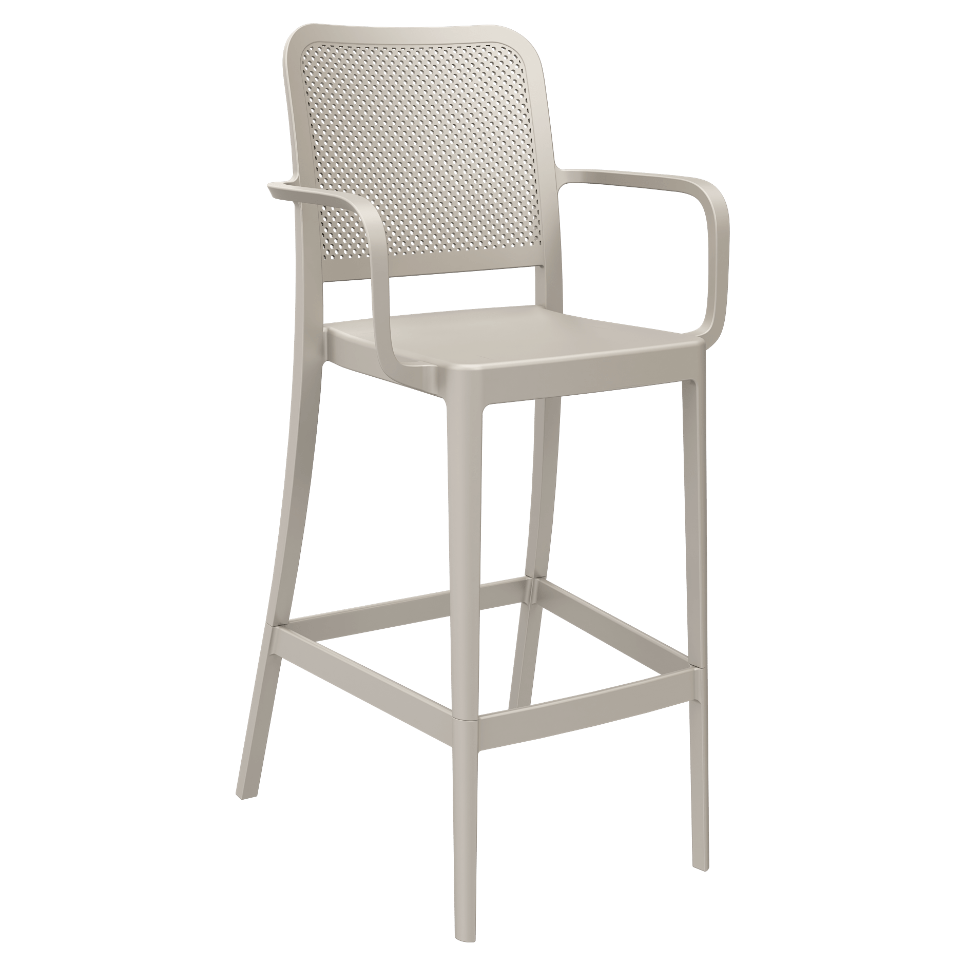 Rowan Perforated Outdoor Resin Bar Stool with Arms