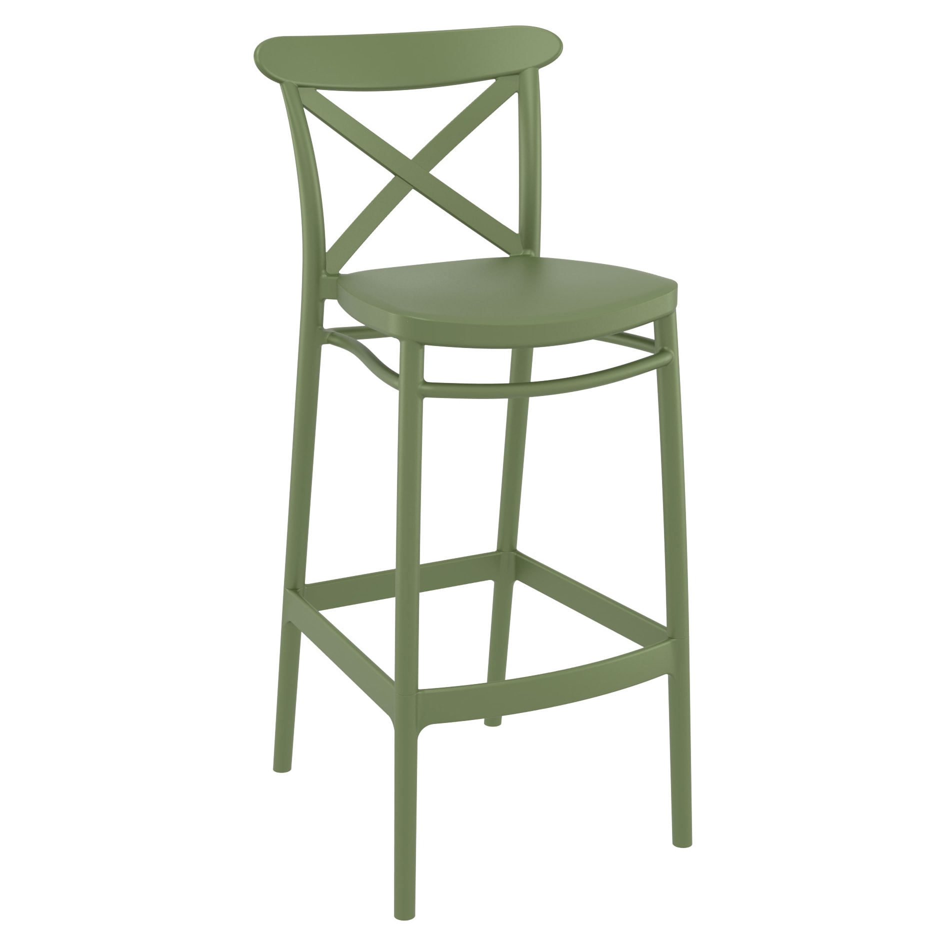 Cross Back Resin Patio Bar Stool