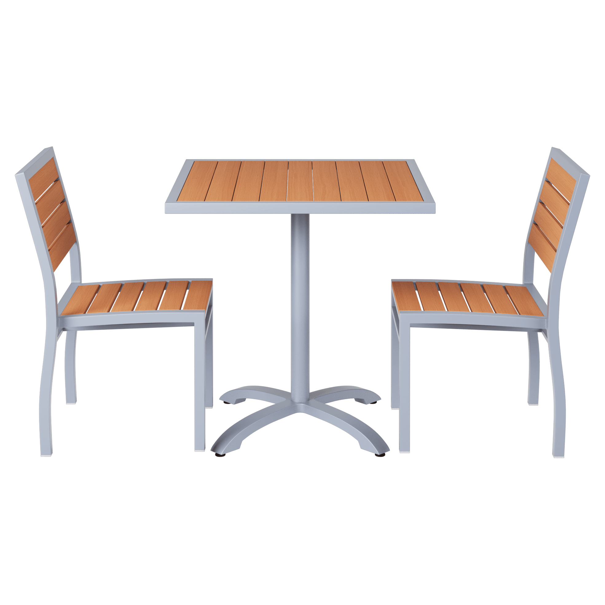 Set of Grey Heavy Duty Aluminum Side Chairs with Table