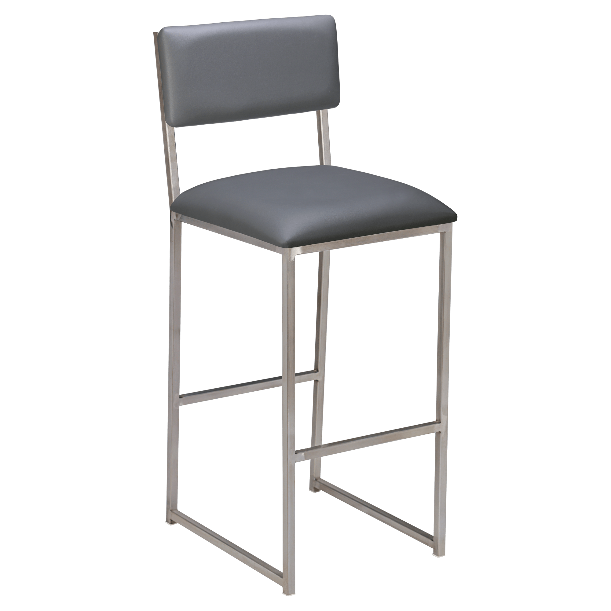 Indy Metal Bar Stool with Clear Coat Finish and Padded Back