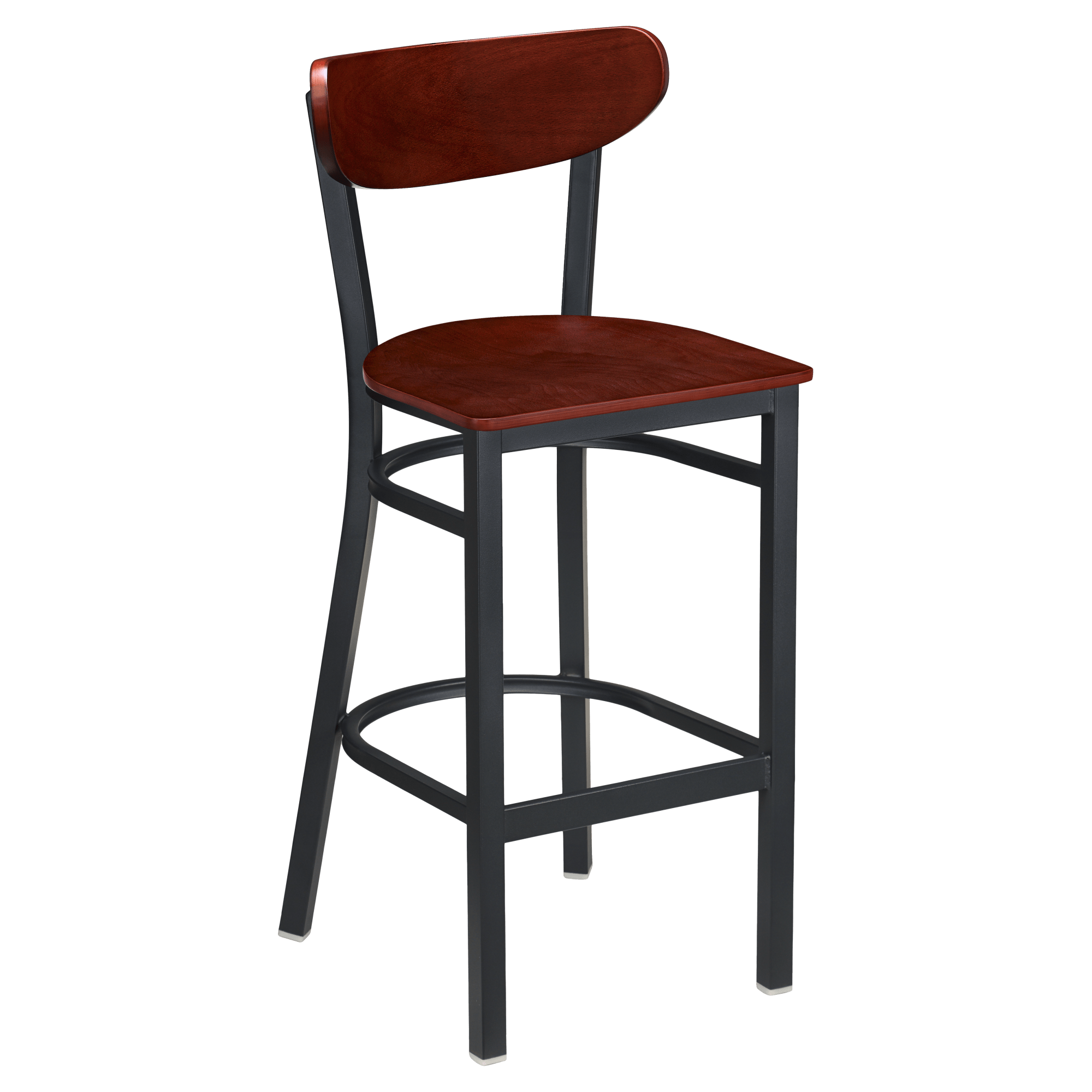 Curvy Metal Bar Stool with Wood Back