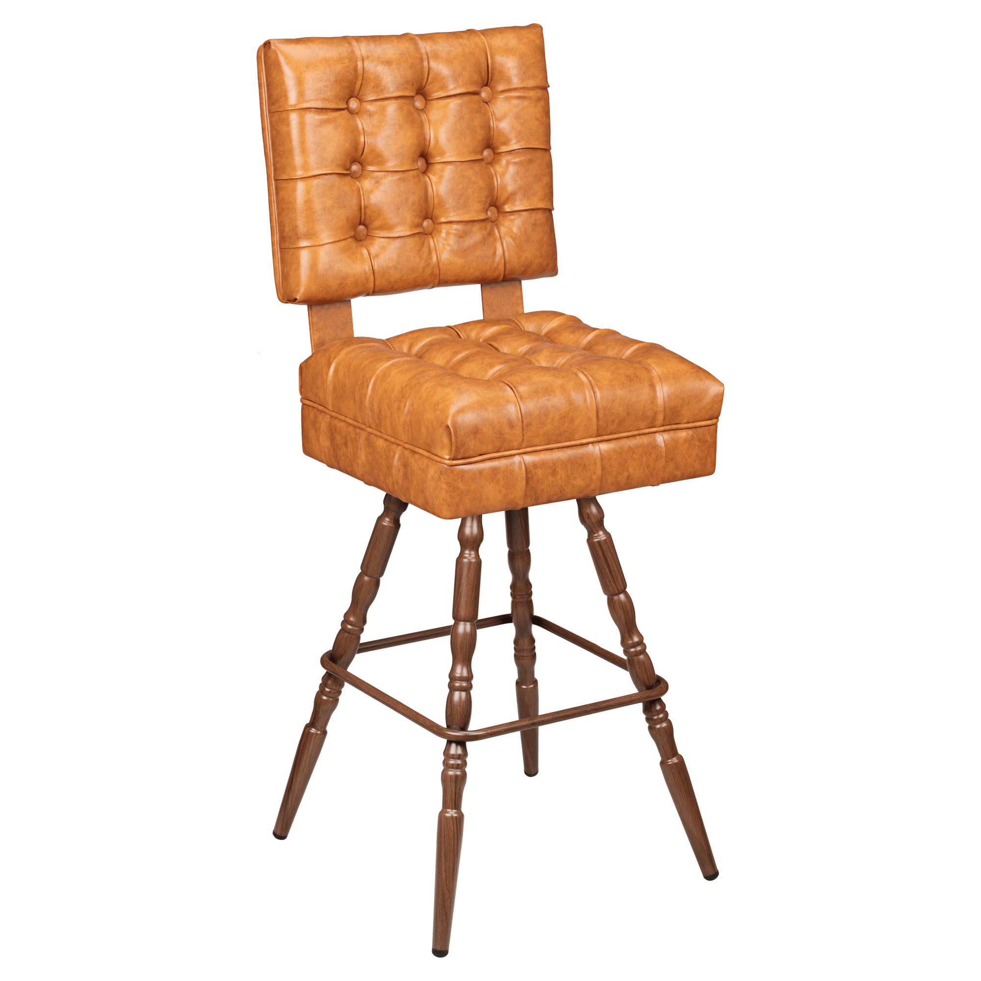Trionfo Tufted Premium Bucket Bar Stool with Vintage Frame