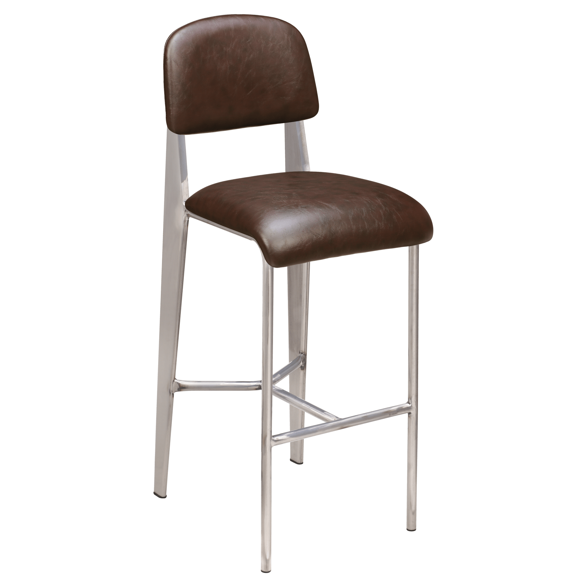 Nico Padded Metal Bar Stool in Clear Coat