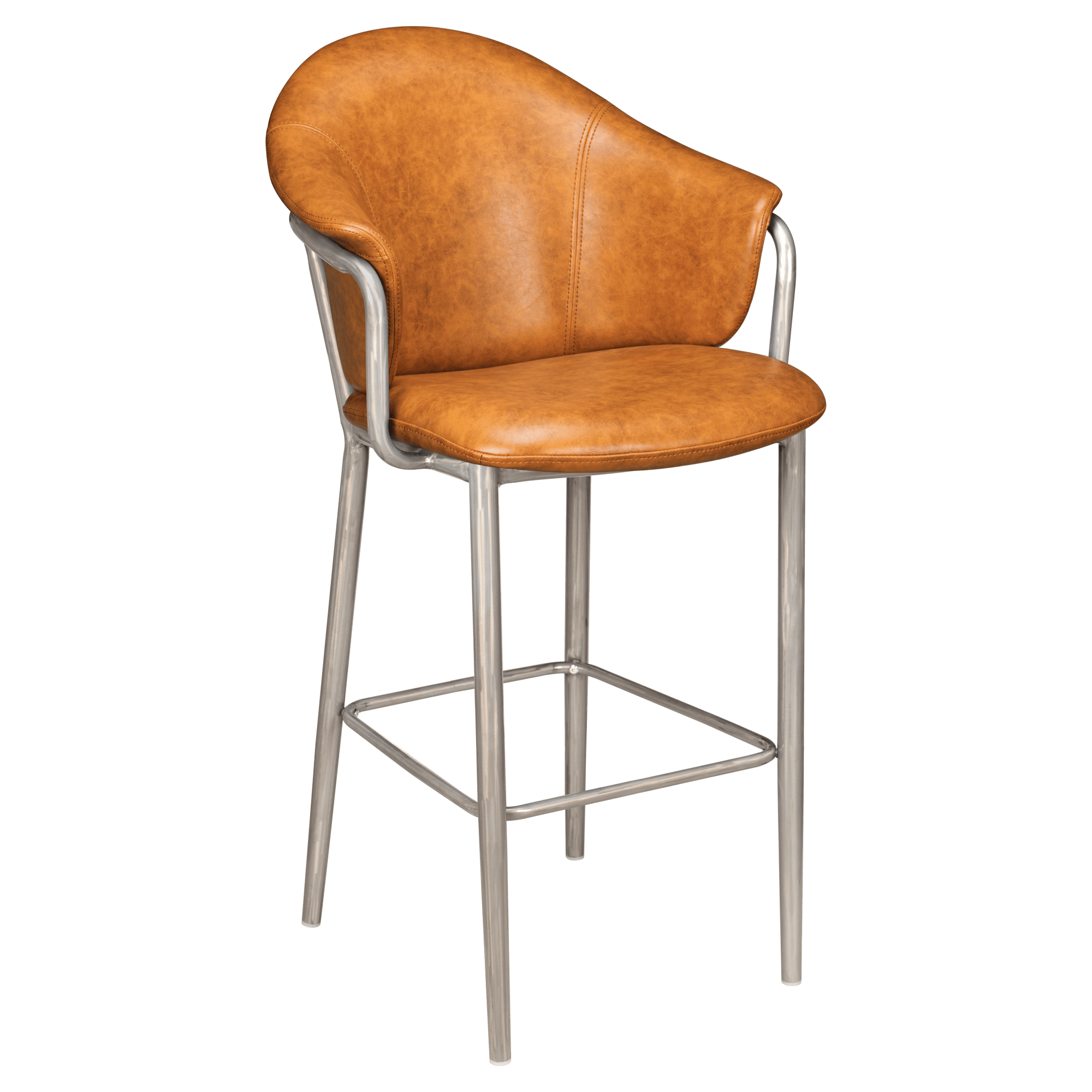 Kova Metal Bar Stool with Arms in Clear Coat