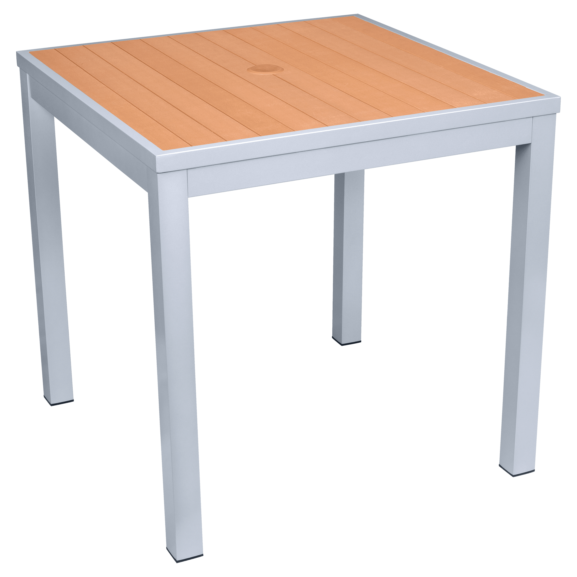 Aluminum Outdoor Table in Gray Finish and Faux Teak