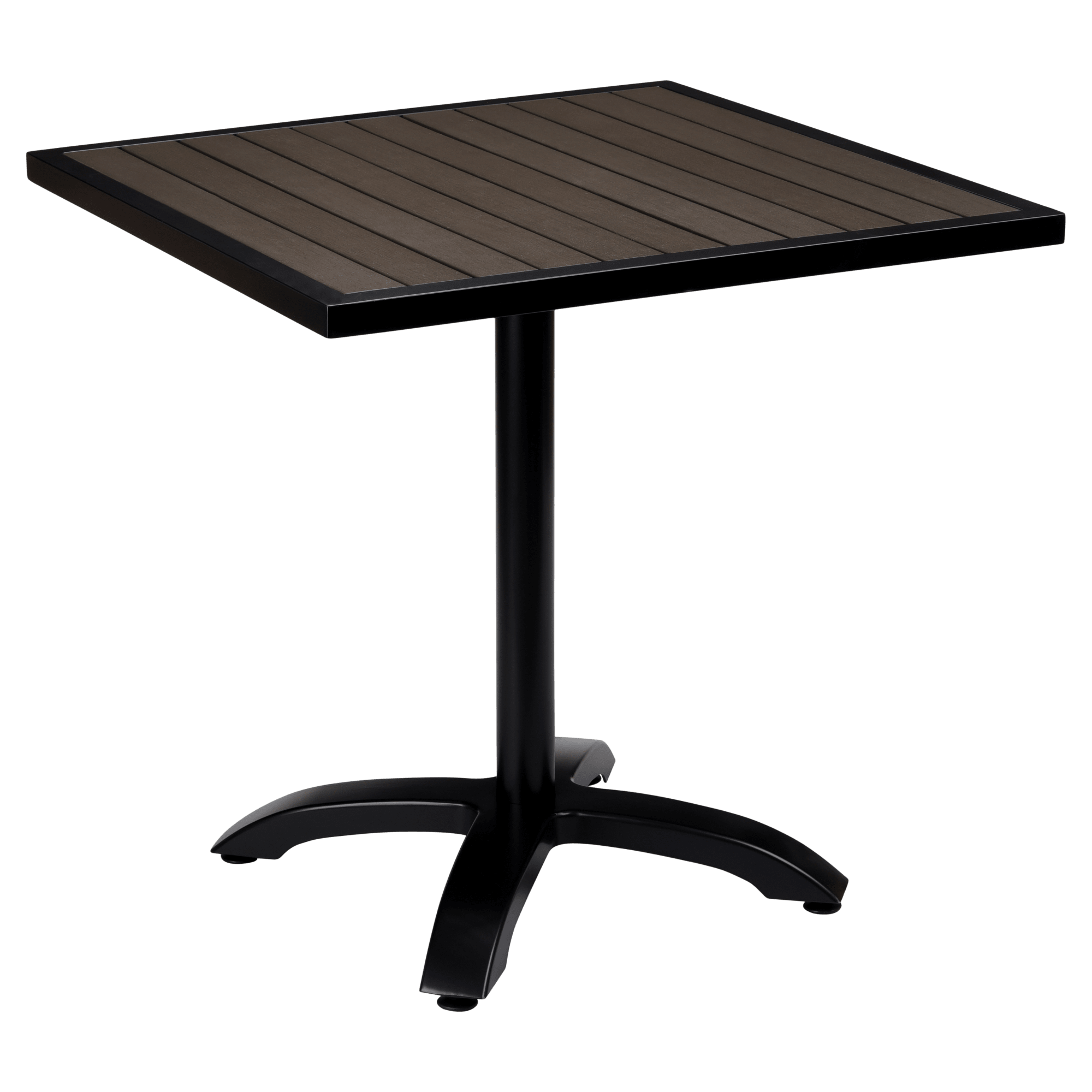 Black Aluminum Patio Table with Dark Walnut Faux Teak with Black Aluminum Patio Table with Dark Walnut Faux Teak