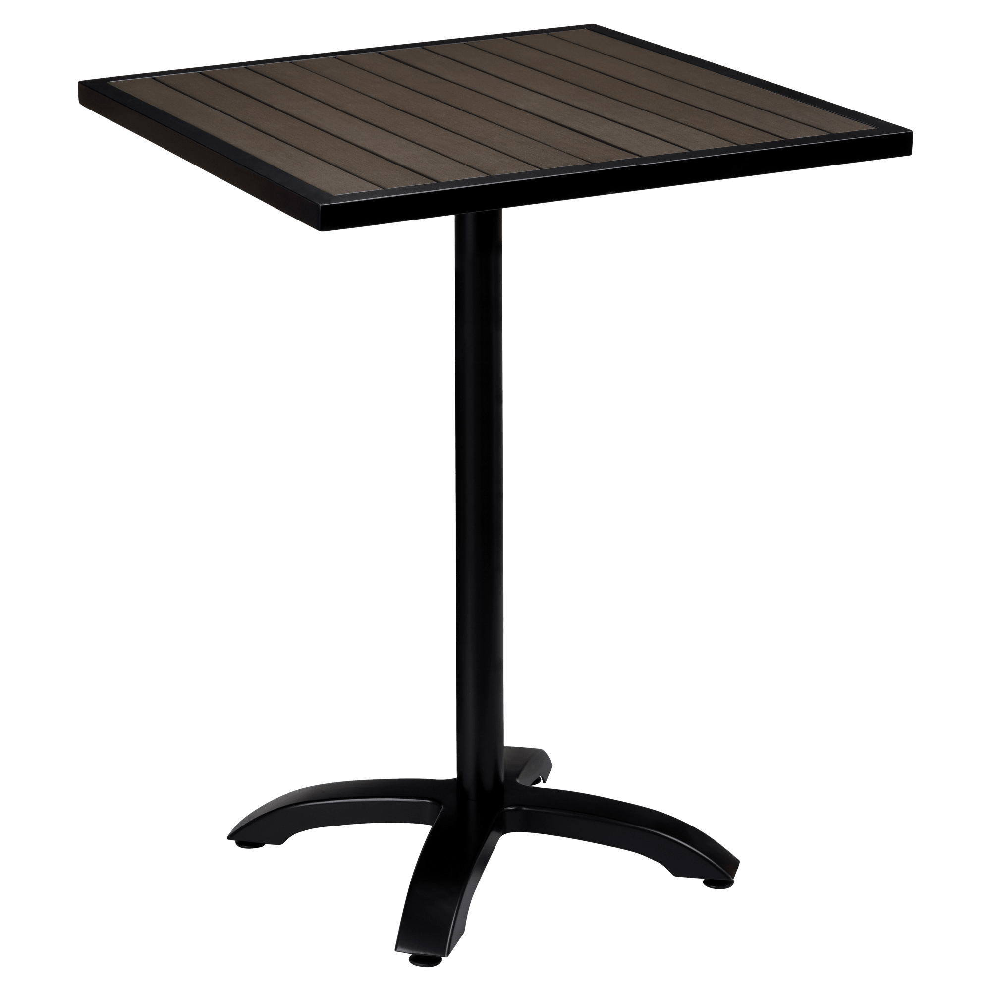 Black Aluminum Patio Bar Table with Dark Walnut Faux Teak with Black Aluminum Patio Bar Table with Dark Walnut Faux Teak