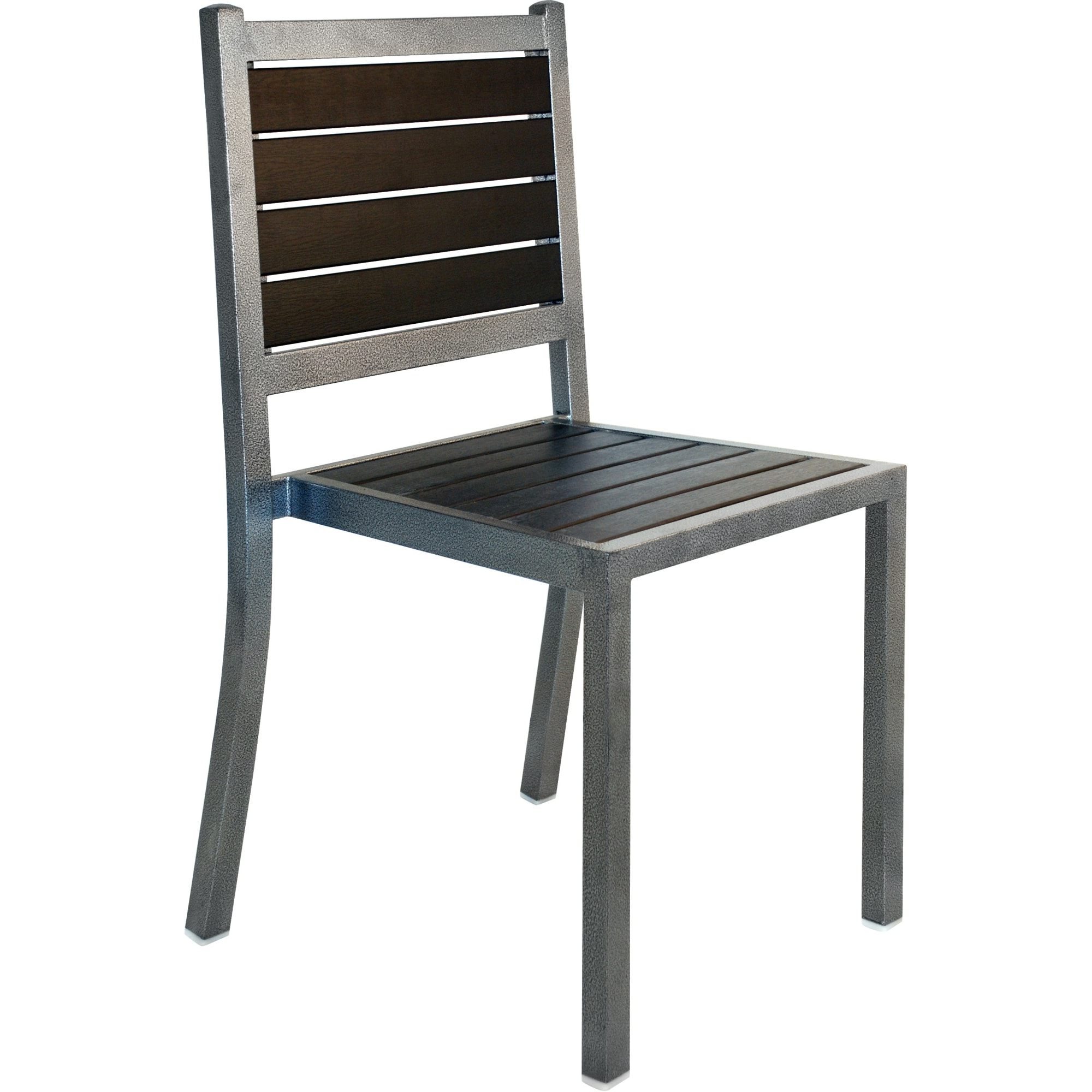 Plastic Teak Metal Patio Chair In Silver Vein Finish