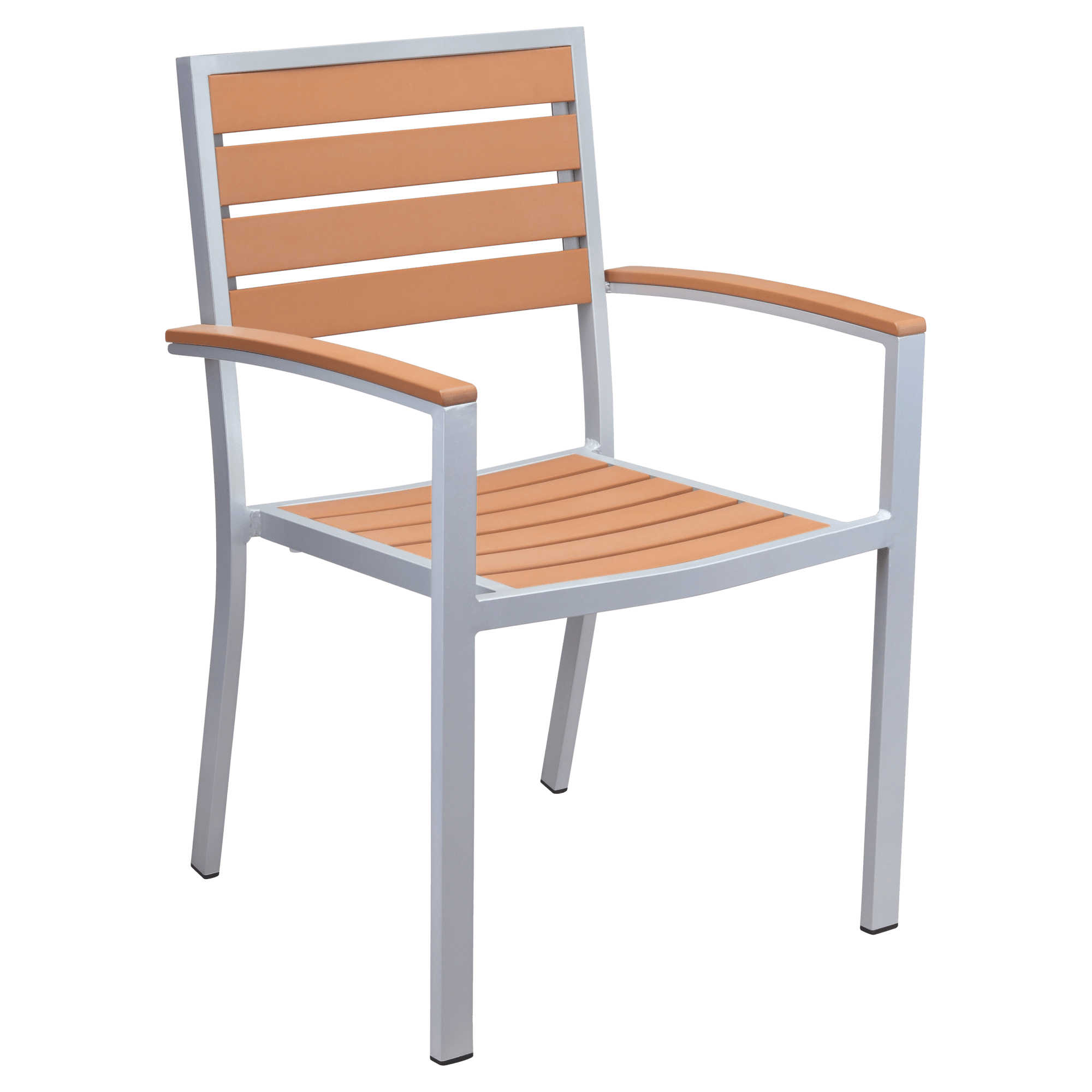 Grey Finish Heavy Duty Aluminum Patio Arm Chair with Faux Teak with Grey Finish Heavy Duty Aluminum Patio Arm Chair with Faux Teak