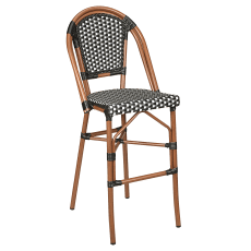 Aluminum Bamboo Patio Bar Stool With Black & White Rattan