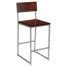 Indy Metal Bar Stool with Clear Coat Finish and Wood Back