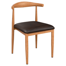 Wood Grain Metal Chair in Natural Finish with Padded Seat 